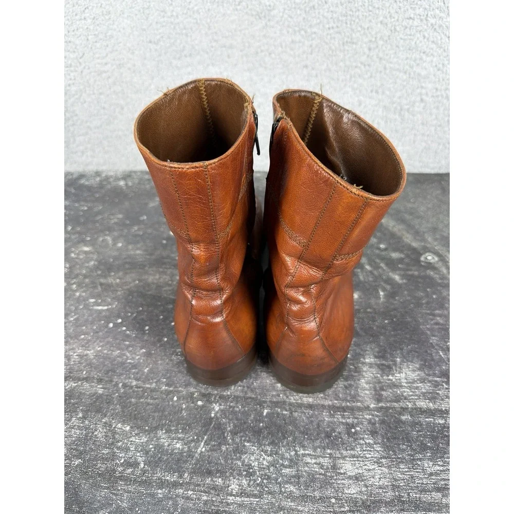 Florsheim Vintage Brown Leather Side Zip Ankle Boots Men's US 12 D Moc Toe